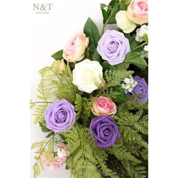 Purple Roses Artificial Flowers 25Pcs Fake Flowers Foam Roses with Stems for DIY - Picture 5 of 6